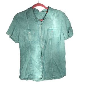 Tommy Bahama Linen Green Button Down Shirt